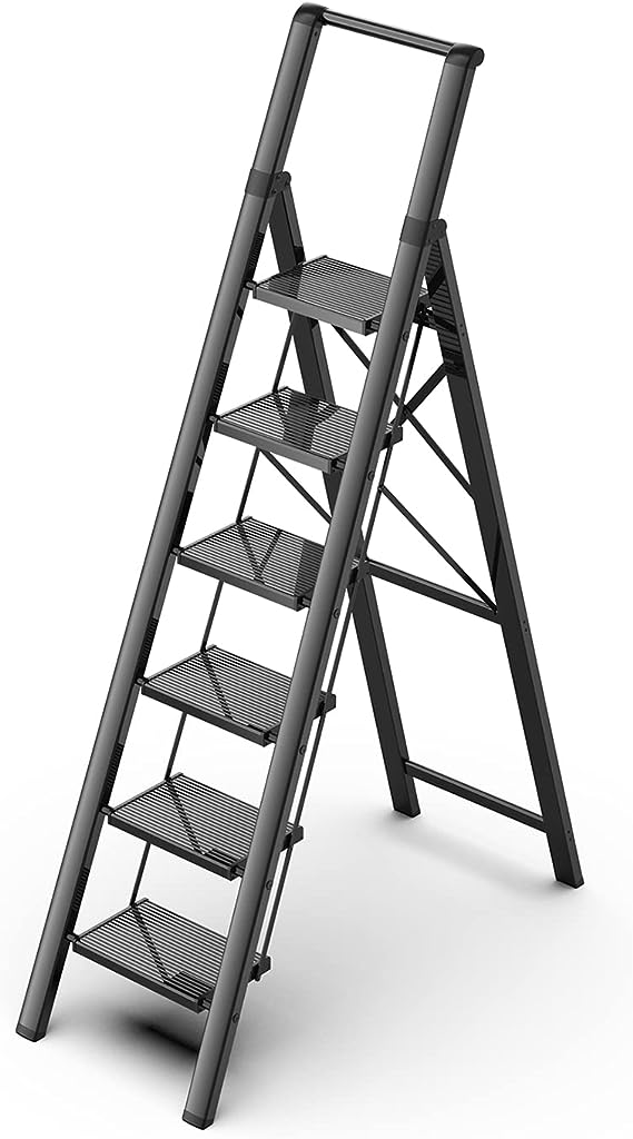 GameGem-6-Step-Ladder-Aluminum-Folding-Step-Stool-with-Anti-Slip-Sturdy-and-Wide-Pedal